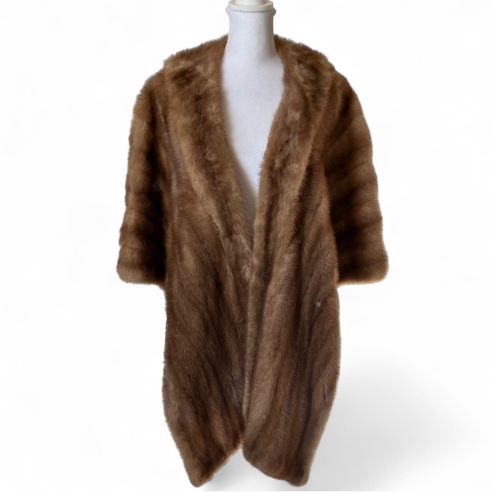 Women’s Vintage Brown Autumn Haze Mink Fur Stole Shawl OS
